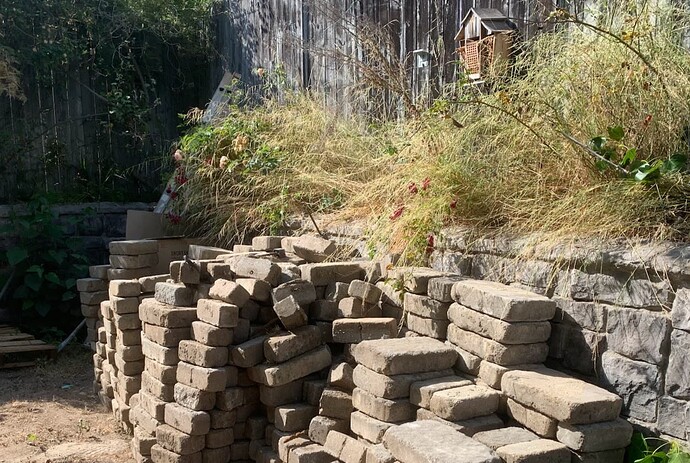 A pile of pavers looking for a new home.